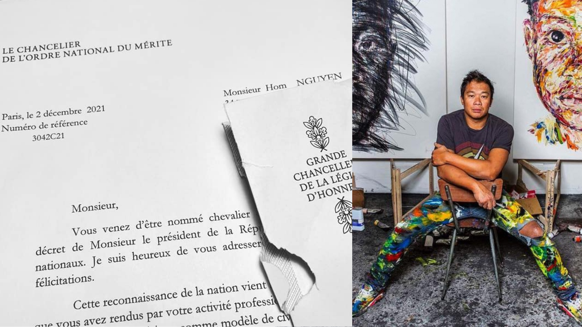 Hom Nguyen được Tổng thống Pháp trao tặng Huân chương Công trạng Quốc gia tước hiệu Hiệp sĩ